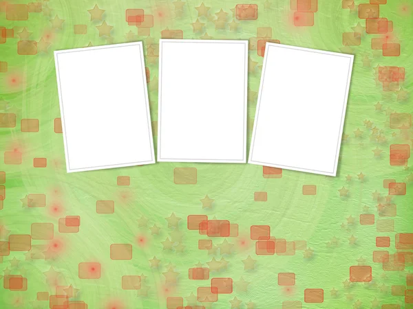 Groene achtergrond met frames voor groeten of uitnodigingen met sta — Stockfoto