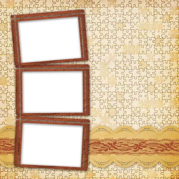 Vintage album with frame and ornate lace — Stock Photo, Image