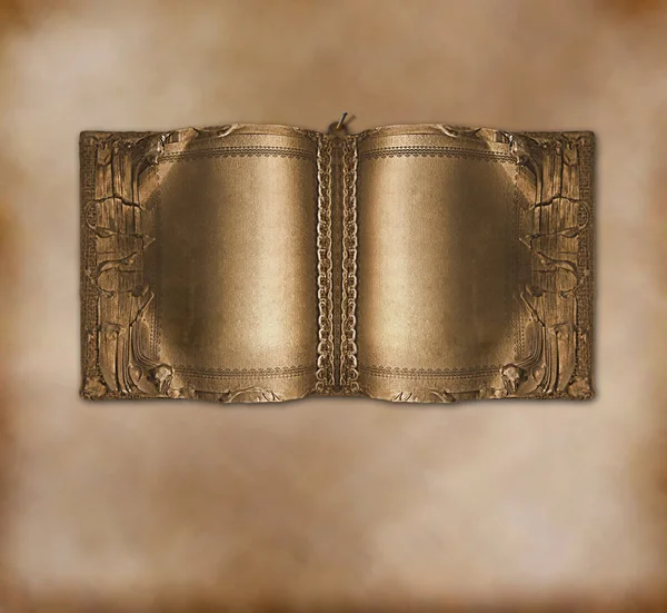 Antigo livro antigo com páginas de ouro no fundo abstrato — Fotografia de Stock
