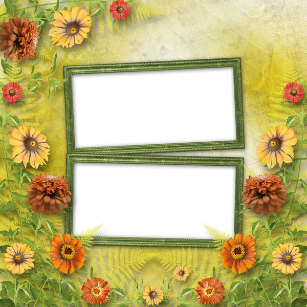 Mehrfarbige Karte für Grußkarten oder Einladungen mit Blumenstrauß — Stockfoto