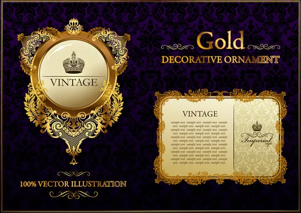Gouden vitnage decoratieve ornament — Stockvector