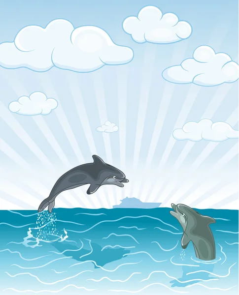 Skoki delfinów Grafika Wektorowa