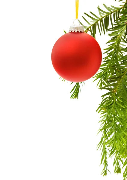 Jul gränsen med röda Julgranskula — Stockfoto