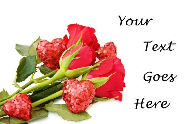 Love card with roses and hearts clipart