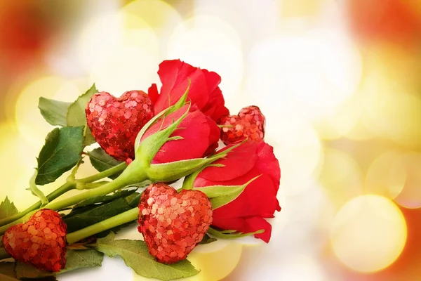 Carte d'amour avec des roses — Photo