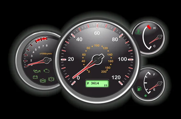 Panel de control del coche y diales — Vector de stock