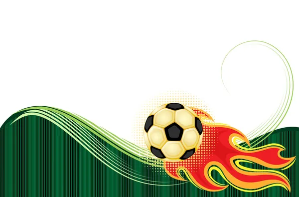 Ballon de football doré en feu — Image vectorielle