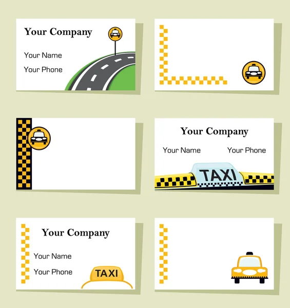 Vector - σύνολο έξι ταξί επαγγελματικές κάρτες — Διανυσματικό Αρχείο