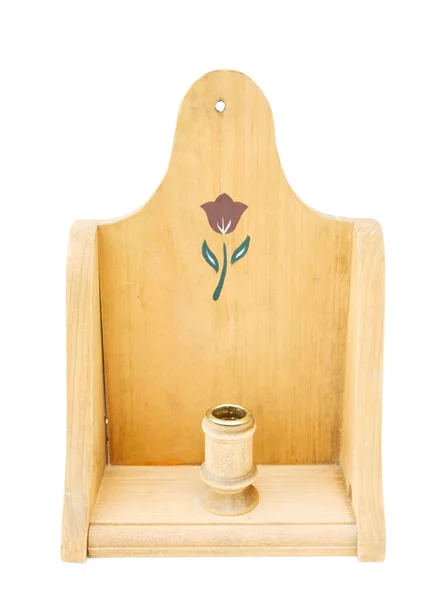 Suporte de vela de madeira vintage — Fotografia de Stock