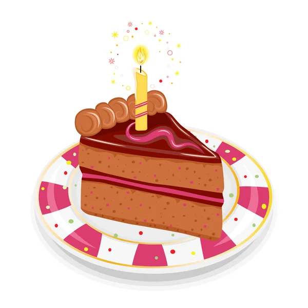 キャンドルとお祝い誕生日ケーキ — ストックベクタ