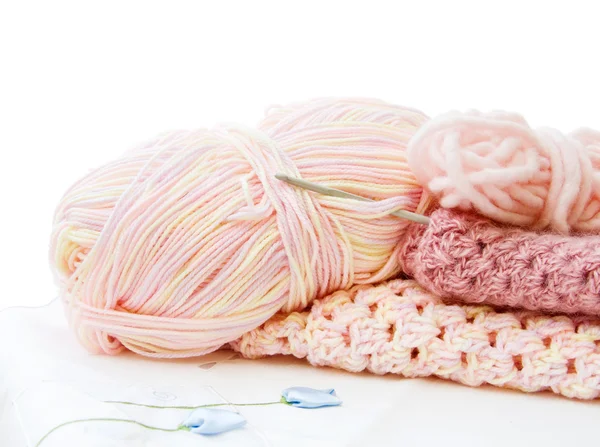 stock image Crochet and yarn in pink