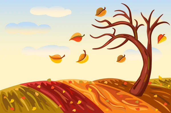 Autumn landscape in rich golden — Stock Vector