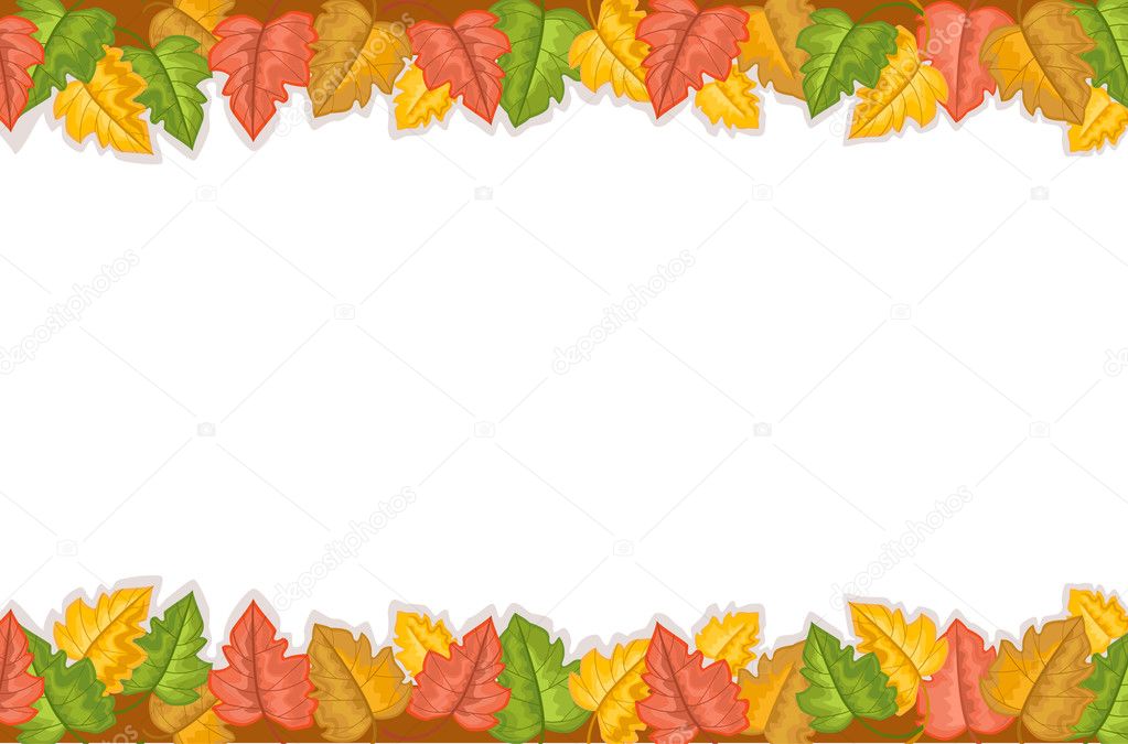 Autumn border with golden leaves