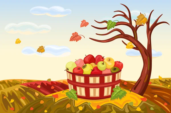 Cosecha de manzanas ricas en otoño — Vector de stock