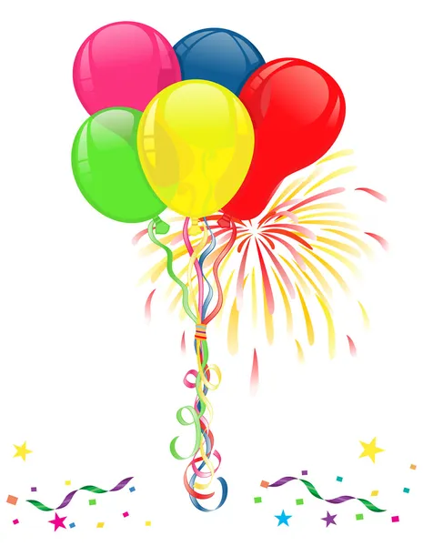 Μπαλόνια και πυροτεχνήματα για τις γιορτές — Διανυσματικό Αρχείο