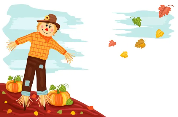 Autumn - Pumpkin and Scarecrow — Stock Vector