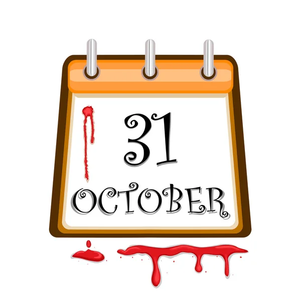 Halloween calendrier sanglant Date — Image vectorielle