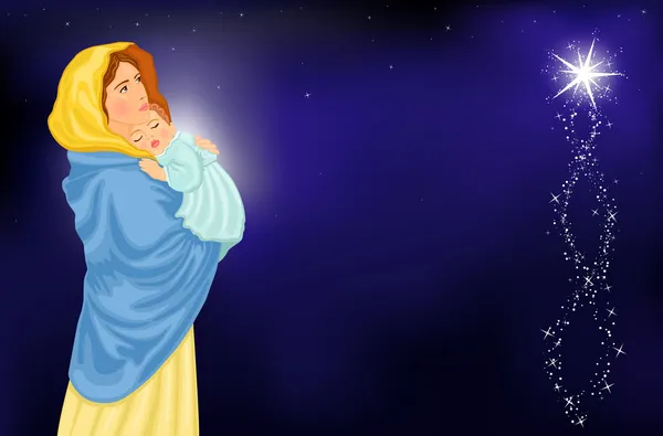 Різдво релігійно - Мері і дитини — стоковий вектор