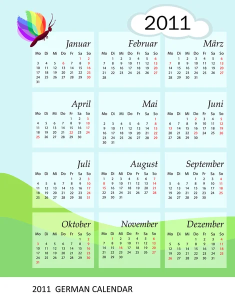 Calendario 2011 - Alemán — Archivo Imágenes Vectoriales