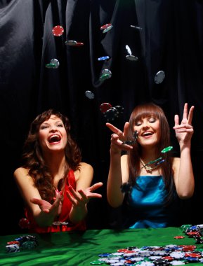 Young have a good time in casino clipart