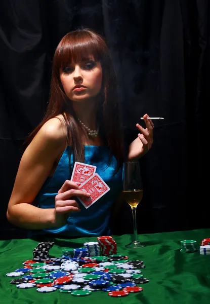 Sexy young girl in casino — Stock Photo, Image