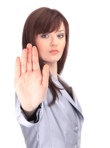 Öfke kadın sinyal dur işareti — Stok fotoğraf