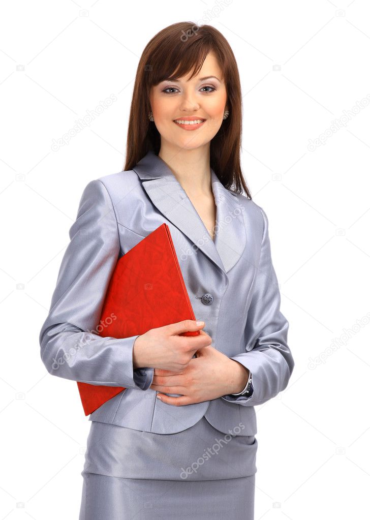 Positive business woman smiling