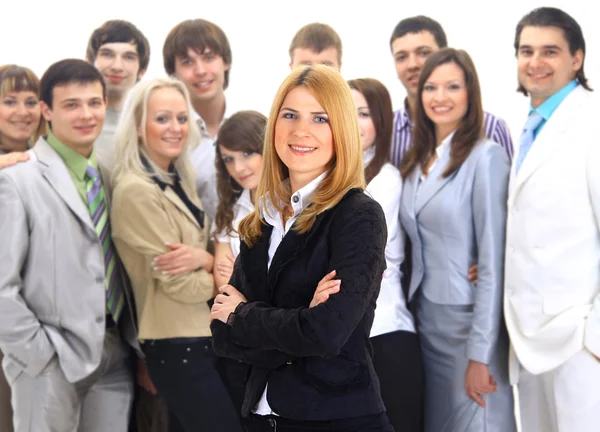 Geschäftsfrau und sein Team isoliert vor weißem Hintergrund — Stockfoto