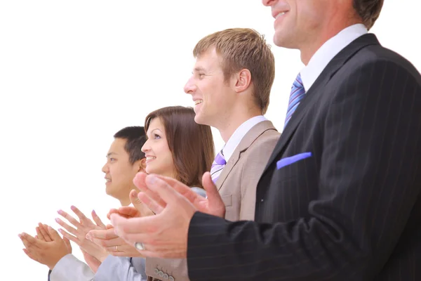 Businessteam en applaus geïsoleerd op witte achtergrond — Stockfoto