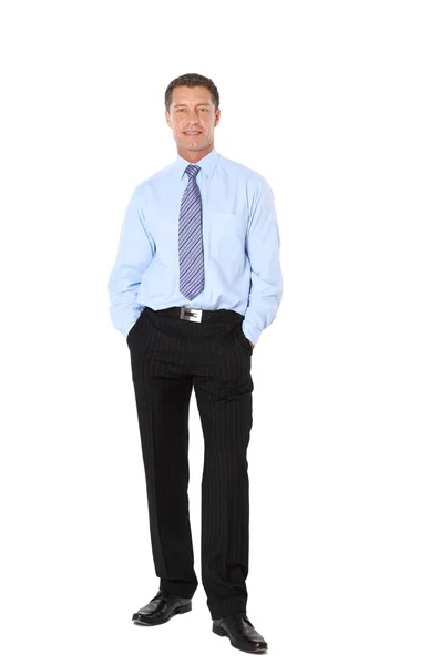 Volledige lengte portret van een succesvolle volwassen business man met gevouwen handen — Stockfoto