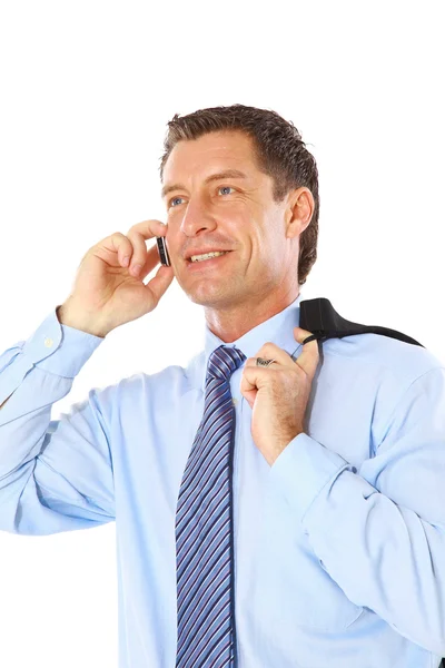 Hombre de negocios guapo hablando en el móvil —  Fotos de Stock