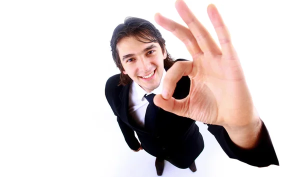 Young business man going thumb up — Stock Photo, Image