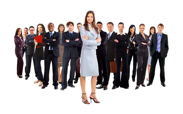 Affärskvinna och hans team — Stockfoto