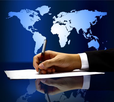 Businessman's hand with pen clipart