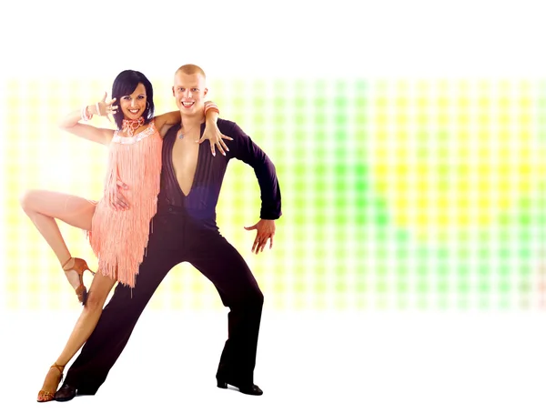 Танцюристи в дії ізольовані на яскравому фоні — стокове фото