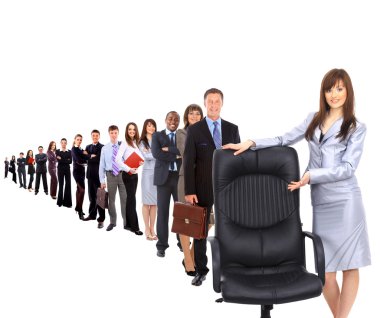 Contemporary office chair and businesswoman clipart