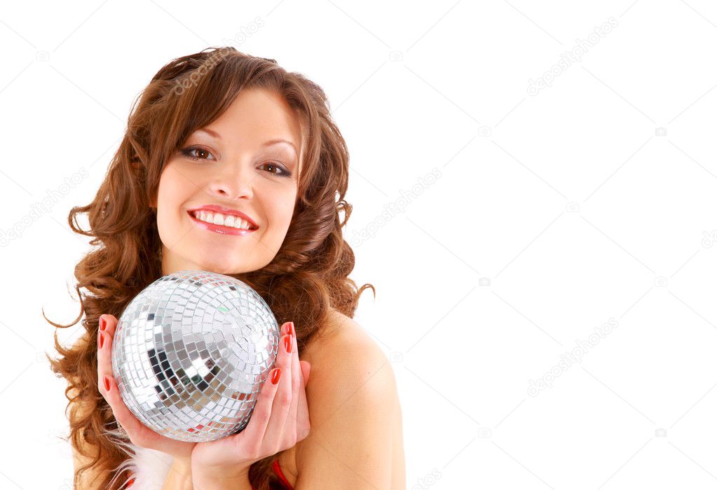 Picture of sexy santa helper with disco ball