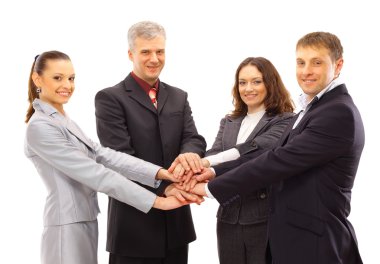 A group of business shanking hands clipart