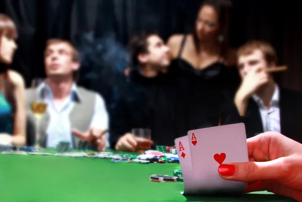 Group of sinister poker players — Stock Photo, Image