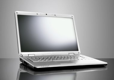 Modern laptop isolated on black background clipart