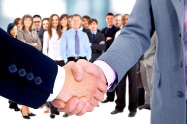 Handshake isolated on business background clipart