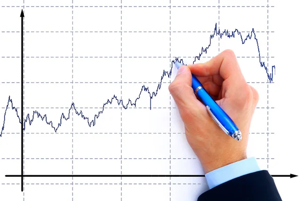 Empresário desenhando um organograma em um quadro branco — Fotografia de Stock