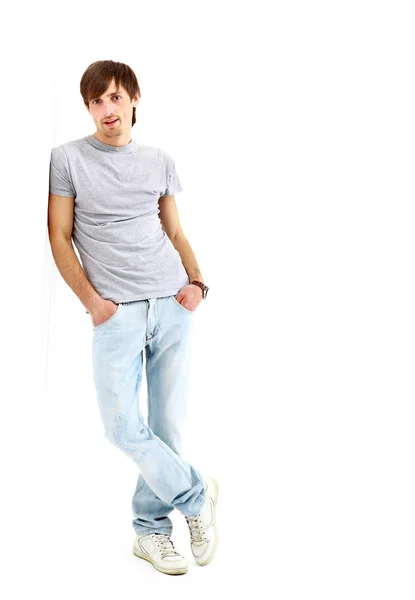 Fiatal férfi elszigetelt fehér háttér — Stock Fotó