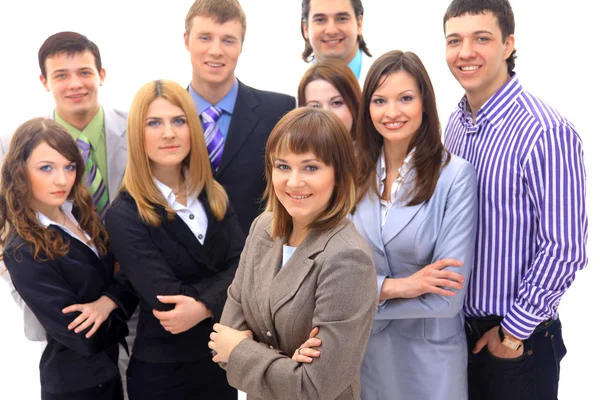 Visionário jovem grupo empresarial - Homem de negócios maduro com seus colegas em — Fotografia de Stock