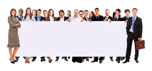 Large group of young smiling business . Over white background — Stock Photo, Image