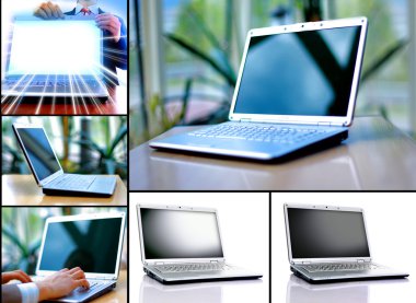 Collection of six laptops clipart