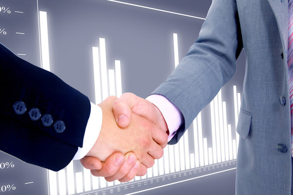 Handshake isolated on business background