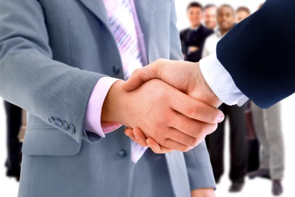 Handshake izolovaných na obchodní zázemí — Stock fotografie