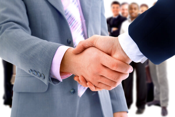 Handshake isolated on business background