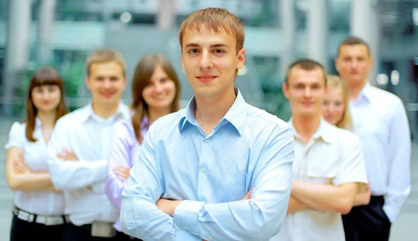 Closeup portret van een succesvol bedrijf team samen lachen — Stockfoto